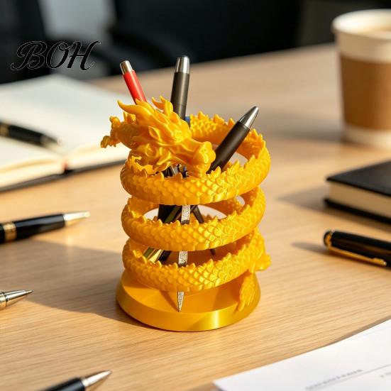 Desk Organizer for Office Supplies Coiled Dragon Pen Holder, Chinese Style Pencil Cool Gaming Decor Organizer, Stationery Storage Container