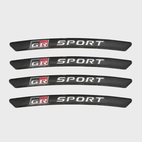4pcs X Aluminium GR Sport Logo Wheel Rim Stickers Decals For Toy-ota GRSPORT Emblem Badge YARiS Corolla RAV4 Camry Prado Highland
