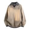 Mens Oversized Knit Sweater 2026 Fall Thick Warm Layered Look Collar Pullover Streetwear Casual Grey Khaki