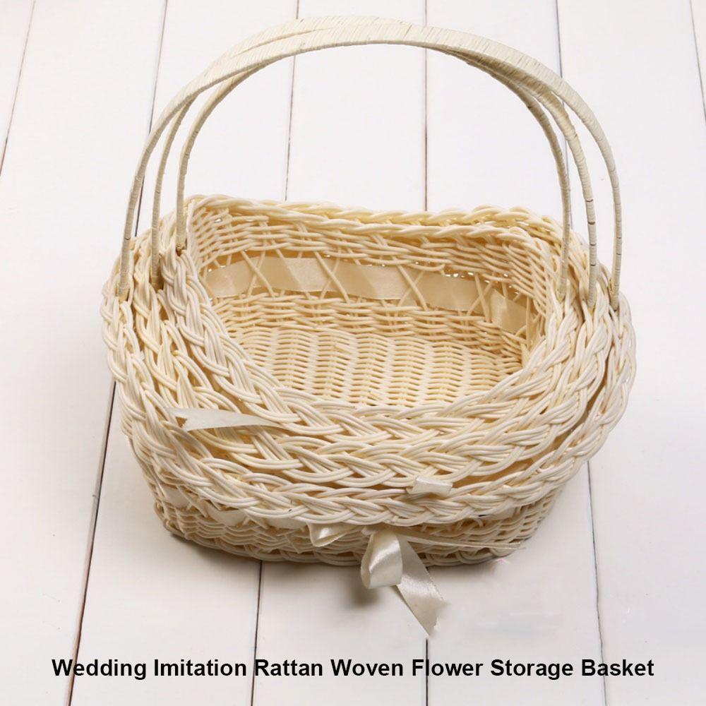 Плетеные корзины для хранения из имитации ротанга с ручкой, плетеная корзина для цветов для растений, дома, свадьбы