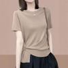 Летний женский повседневный облегающий топ с нерегулярным коротким рукавом 2025