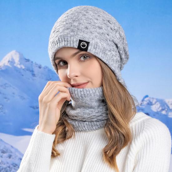 2 шт./комплект женский зимний шарф шапка комплект толстый вязаный теплый противоскользящий