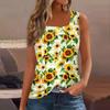 Женская летняя повседневная плиссированная футболка без рукавов с квадратным вырезом и принтом