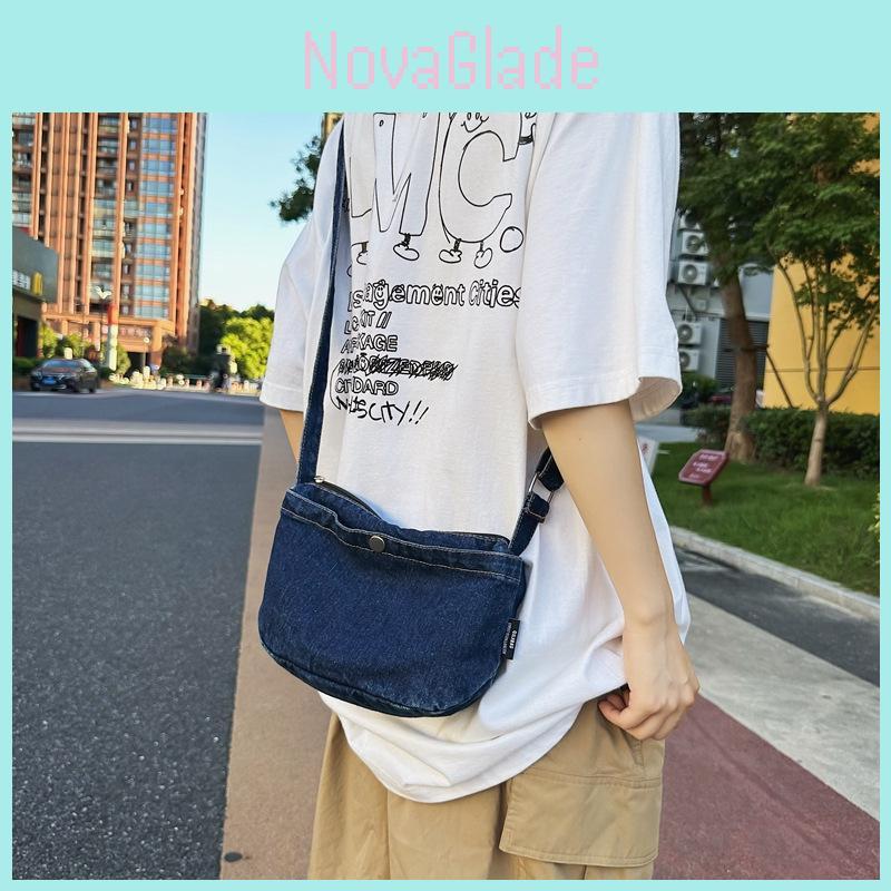 Casual Denim Mini Shoulder Bag With Inner Zipper Pocket For Daily Use