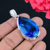 Подвеска из драгоценного камня с синим топазом, твердая подвеска из стерлингового серебра 925 пробы, ювелирный подарок для унисекс