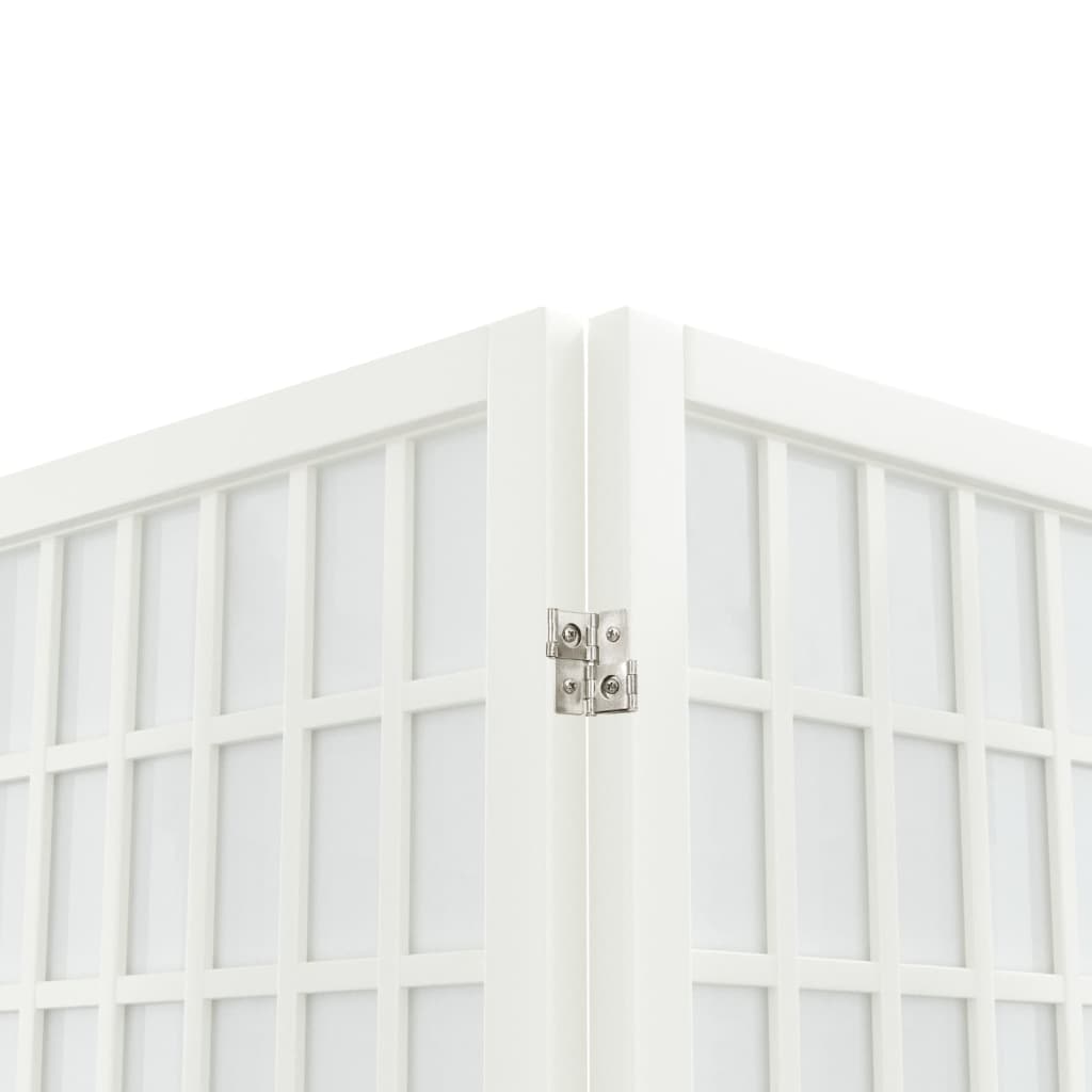 4 Piece Folding Screen Japanese Style 160 x 170 cm White