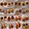 Retro Tiger's Eye Stud Earrings In Amber Brown - Elegant Autumn & Winter Jewelry