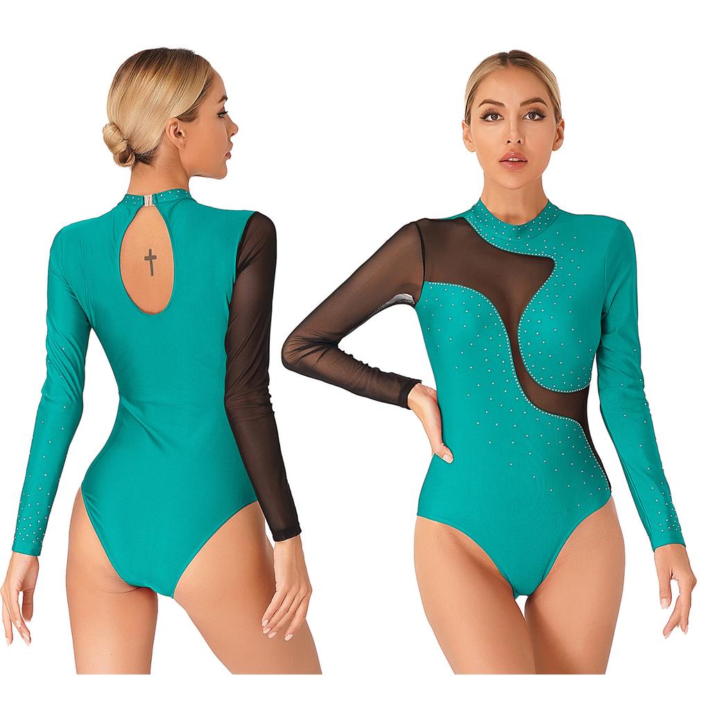 Гимнастический трико для фигурного катания, комбинезон с длинными рукавами, боди для балета и танцев, топ, женская спортивная одежда, топы