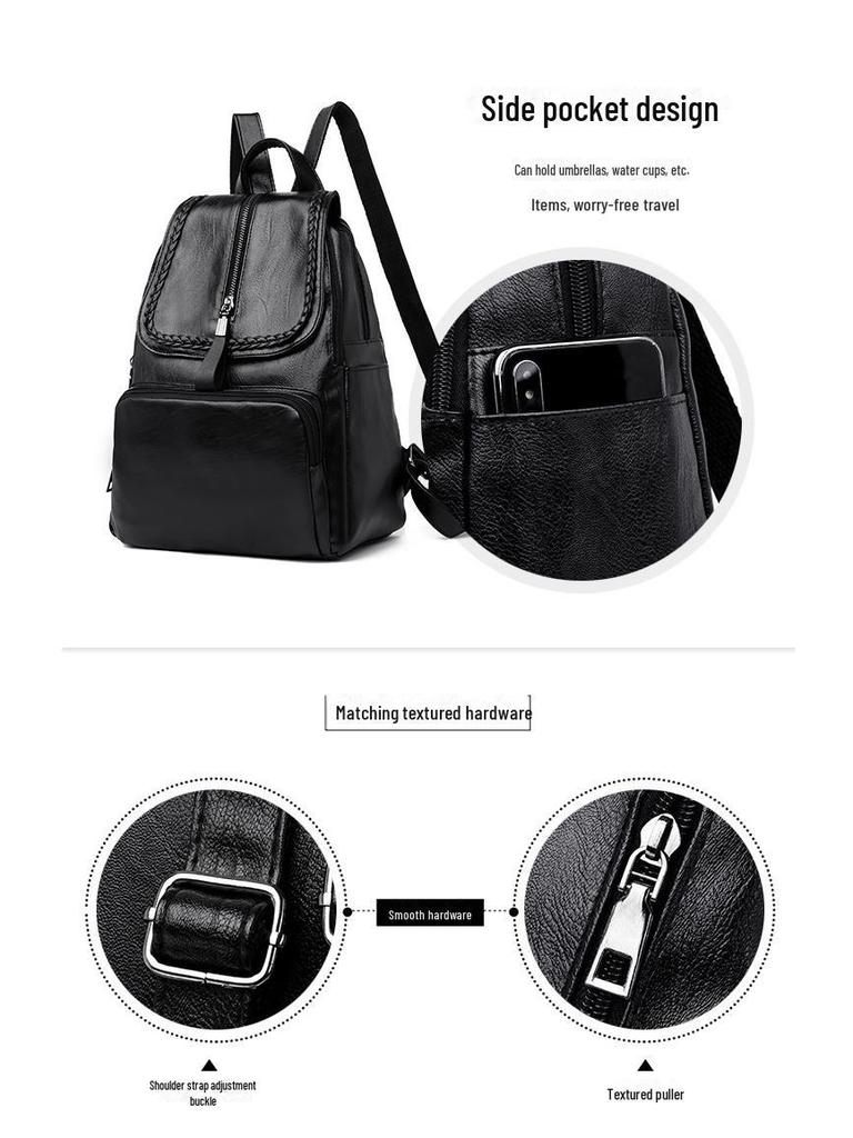 2024 Korean College-Style Women's PU Backpack - Casual, Trendy, Large Capacity