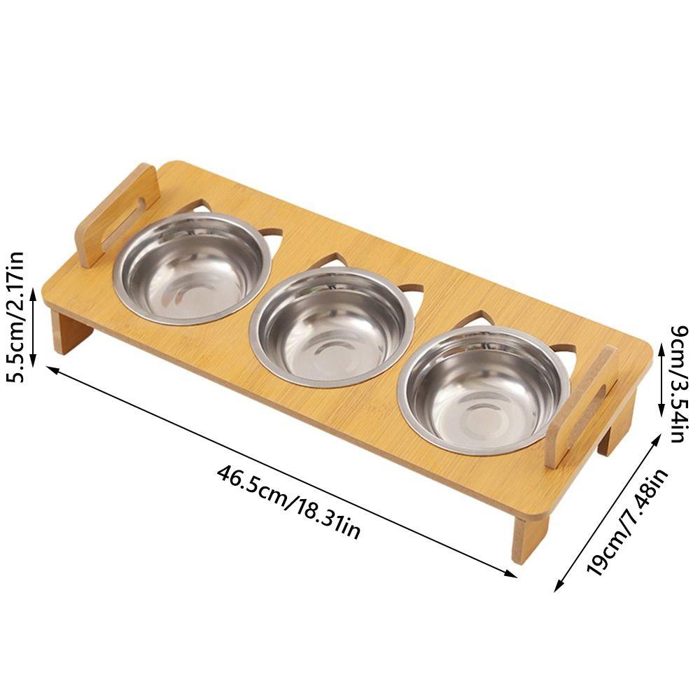 Stainless Steel Pet Food Bowl Three Bowls Design Pet Feeding Bowl Tilted Bowl Pet Supplies