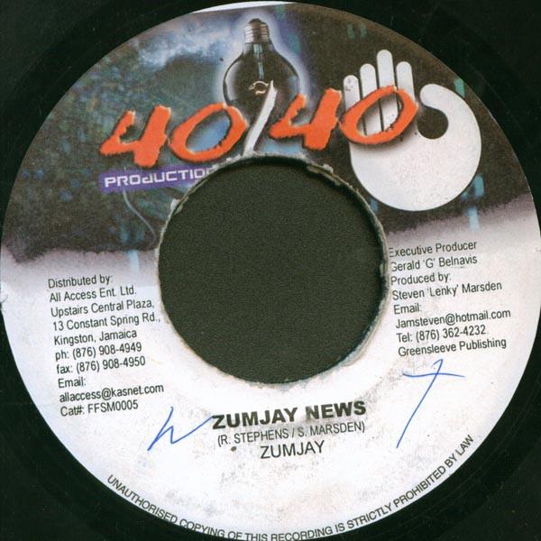 7-дюймовая пластинка ZUMJAY Zumjay News FFSM0005 4040 Productio 2002 Ямайка Регги Ска Даб Б/у