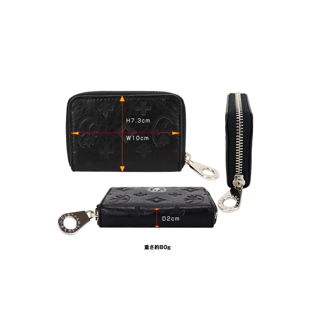 Castelbajac Marcel Leather Coin Case with Key Ring Leather (White/WH)