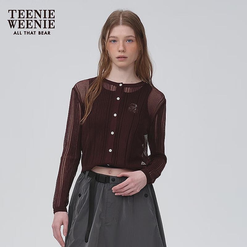 Teenie Weenie Women's Bear Graphic Lightweight Knit Cardigan