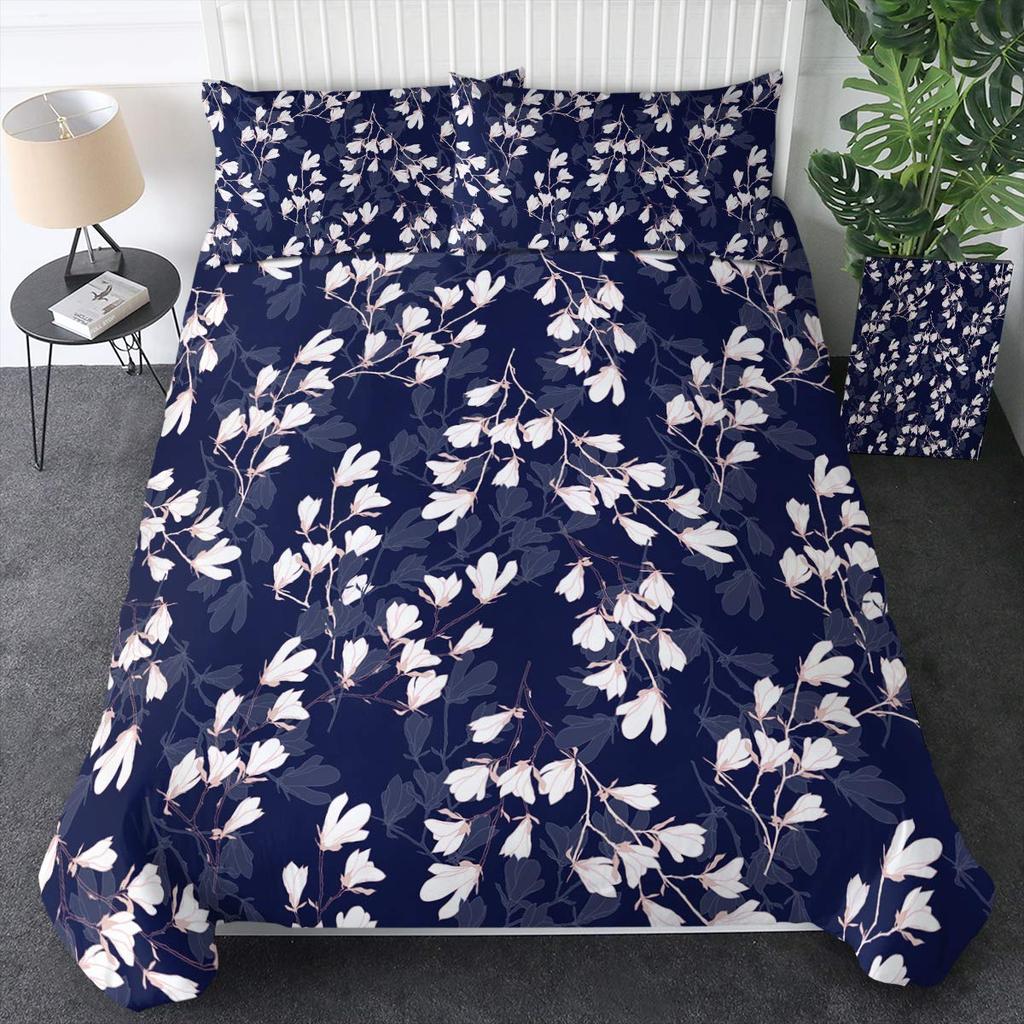 Shabby Chic Floral Duvet Cover Set Vintage Rose Butterfly Pattern Watercolor Flowers Bedding Set 2/3pcs,Botanical Comforter Sets