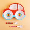 Bamboo Fiber Children's Cartoon Car Shape Cutlery Set Plate Baby Split