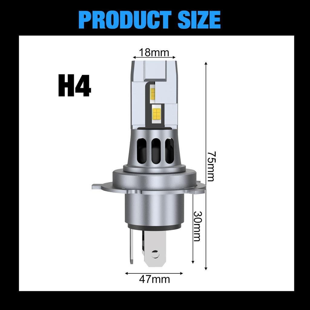 2Pcs H4 9003 HB2 LED Headlight Bulbs Canbus High Low Beam Car Light Turbo Led Diode Lamp Auto Motorcycle 20000LM 12V 6500K