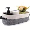 Multi-functional Woven Storage Basket with Double Handles - Perfect for Desktop Organization and Bathroom Essentials