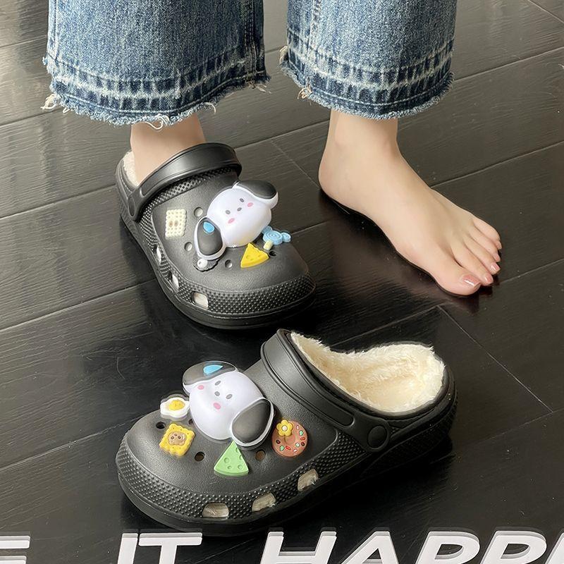 Хлопковые туфли с отверстием для шнурка женские осенне-зимние новые милые маленькие брикеты верхняя одежда толстая подошва теплый бархат сделай сам зима