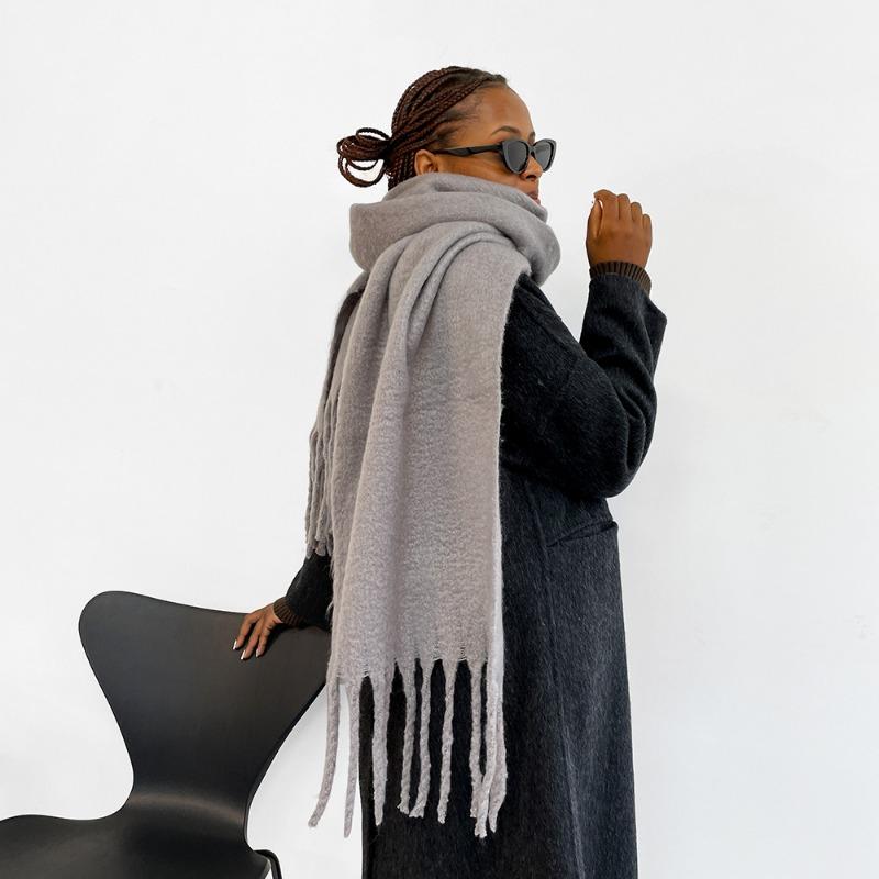 New Mohair Scarf Vacuum Packaging Women's Autumn and Winter Solid Color Warm Scarf