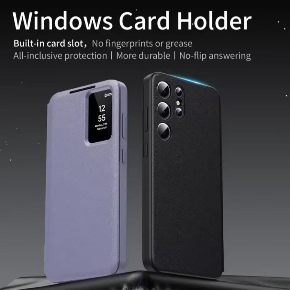 Для Samsung Galaxy S26 Ultra S24 FE S25Plus Чехол-книжка Оригинальный Бизнес Кожаный Карман для карт Книжка Умный дисплей Прозрачное окно Защита от падения