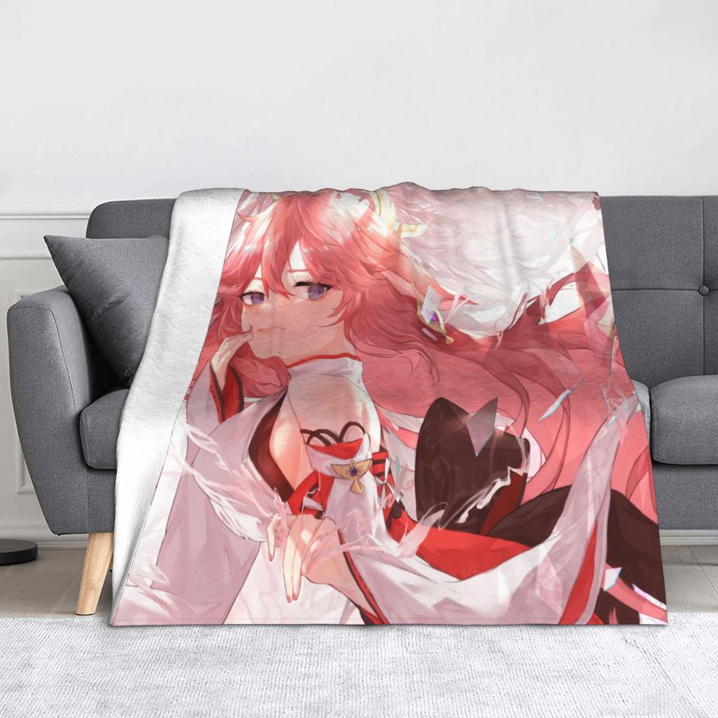 Gorou Genshin Impact Game Blanket Fleece All Season Multi-function Soft Throw Blankets for Home Couch Plush Thin Quilt