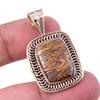 Natural Maryam Jasper 925 Solid Sterling Silver Gift TwoTone Pendant 1.50" v2E85