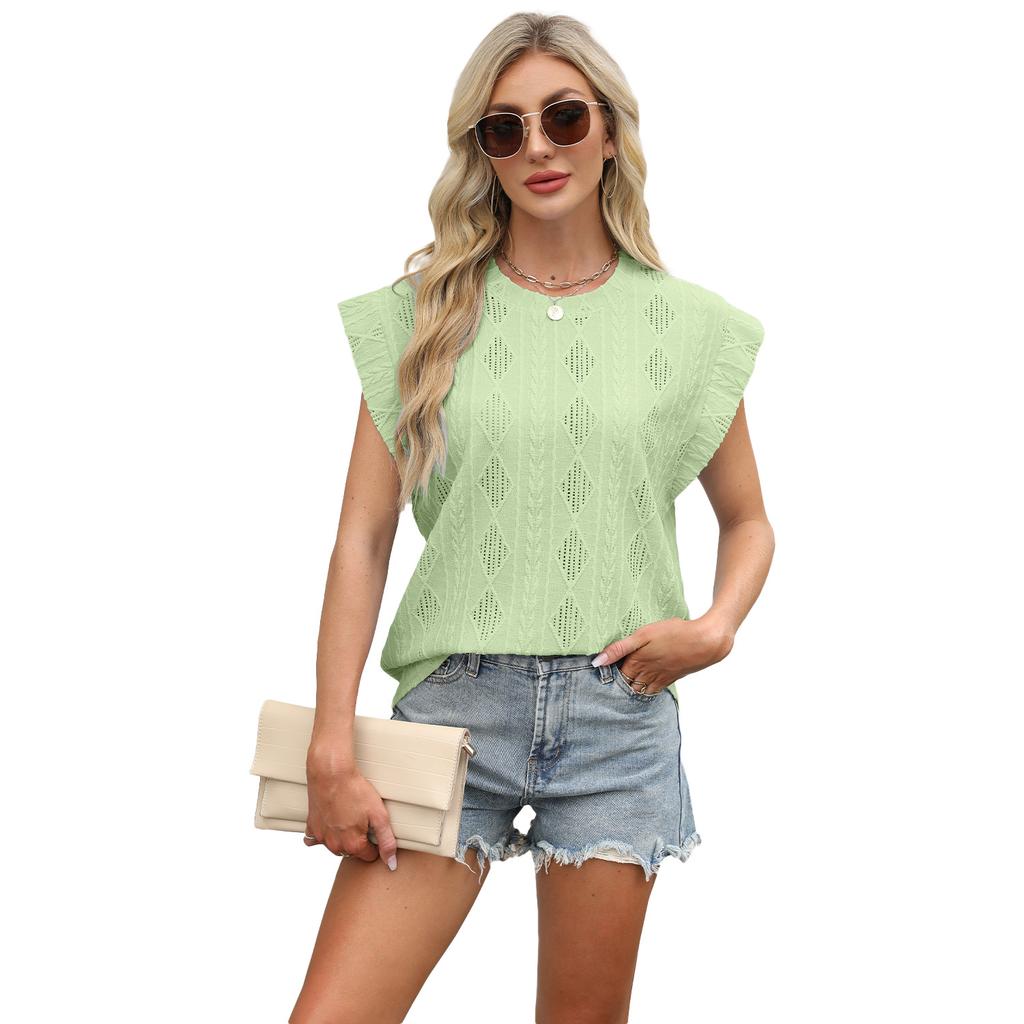 Summer Short Sleeve O Neck Solid Color Breathable Casual Women Pullover T Shirt Blouse Top
