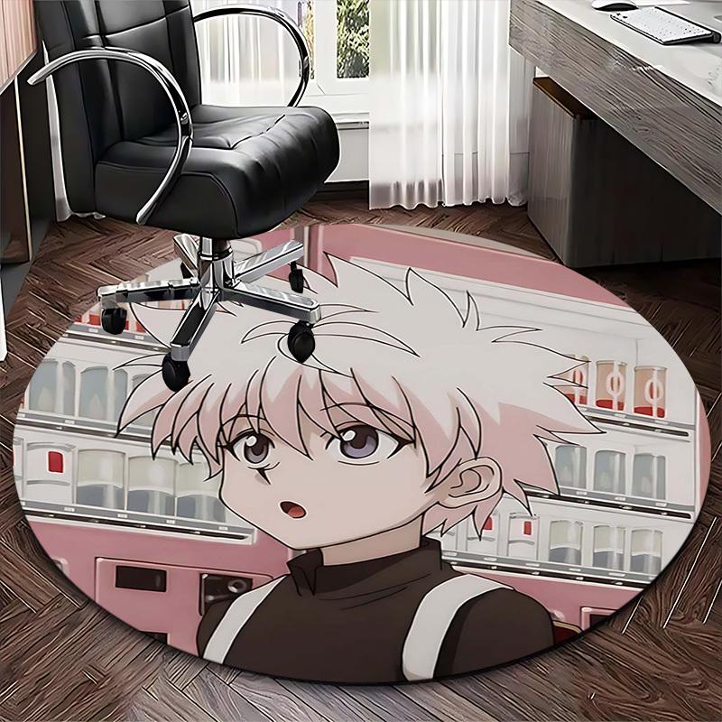 1pc Anime Cartoon Design Round Carpet - Office Chair Mat, Non-Slip Rug for Home Decor, Suitable for All Seasons, Perfect Gift for Anime Lovers.W049