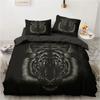 Black Animal Duvet Cover Set Tiger Print Bedding Set for Kids Teens Single Twin Double Queen King Size Polyester Quilt Cover