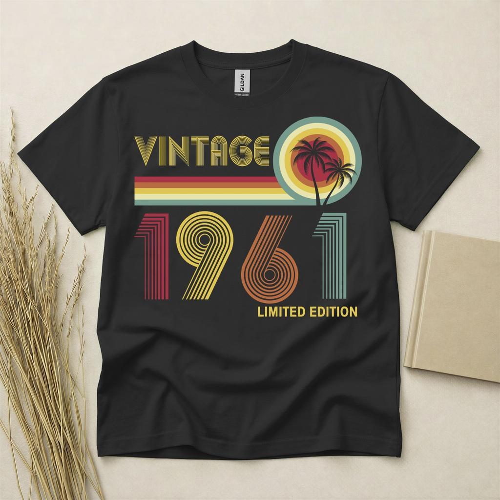 65th Birthday TShirt Born In 1961 65 Years Old Gifts Vintage 1961 Palm Tree Tee
