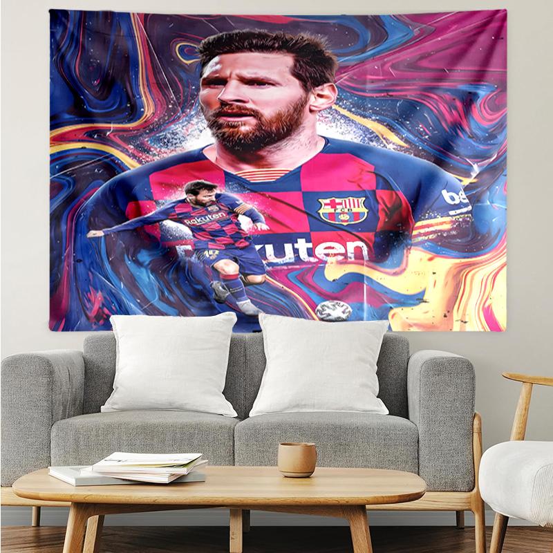 Football star Messi Tapestry for Bedroom Aesthetic Classroom Tapestries Wall Hanging for Living Room Dorm Office,Ideal Creative Gift