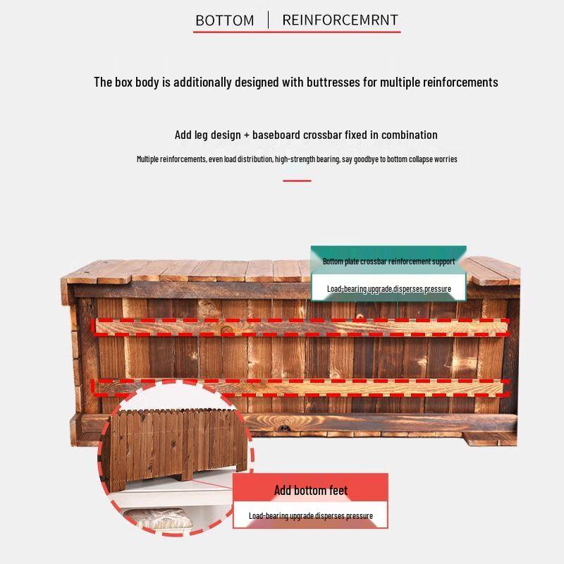 Hualongdun Extra Large Carbonized Wood Rectangular Planter Box