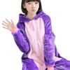 Autumn And Winter Stitch Cartoon One-Piece Pajamas Purple Cat Diana Flannel Men And Women Couple Loungewear