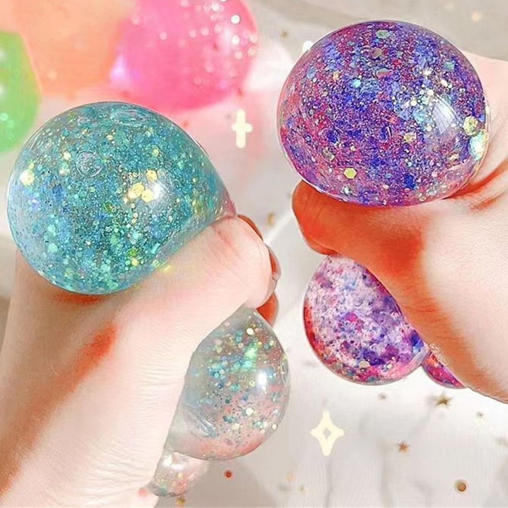 1PC Slow Rise Glitter Gel Ball Cube Sensory Squeeze Toy Squishy Fidget Toys for Kids Adults Stress Relief Balls Gifts
