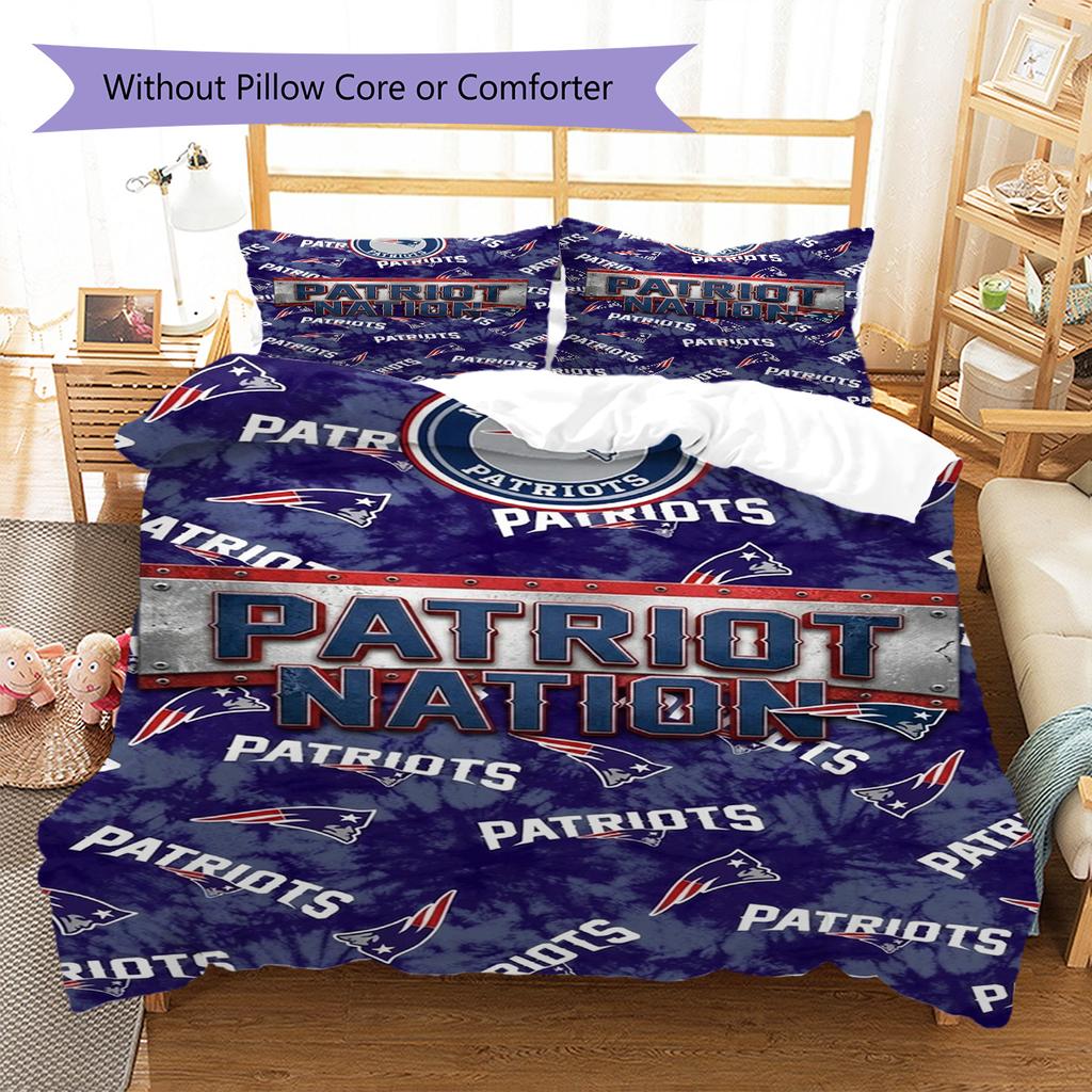 New England Patriots Pattern Bedding Set Quilt Cover Pillowcase Home Decor Gift (1 * duvet cover + 2 * pillowcase, without core)