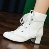Белые ботильоны для женщин Лолиты Осень Зима 2024 Черные Розовые Короткие Ботинки Низкий Каблук Обувь Обувь Девушки Водонепроницаемые