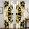 3D-принт, современный дизайн бренда класса люкс, черный и золотой узор, тонкая штора из полиэстера для гостиной, спальни, крючки для декора