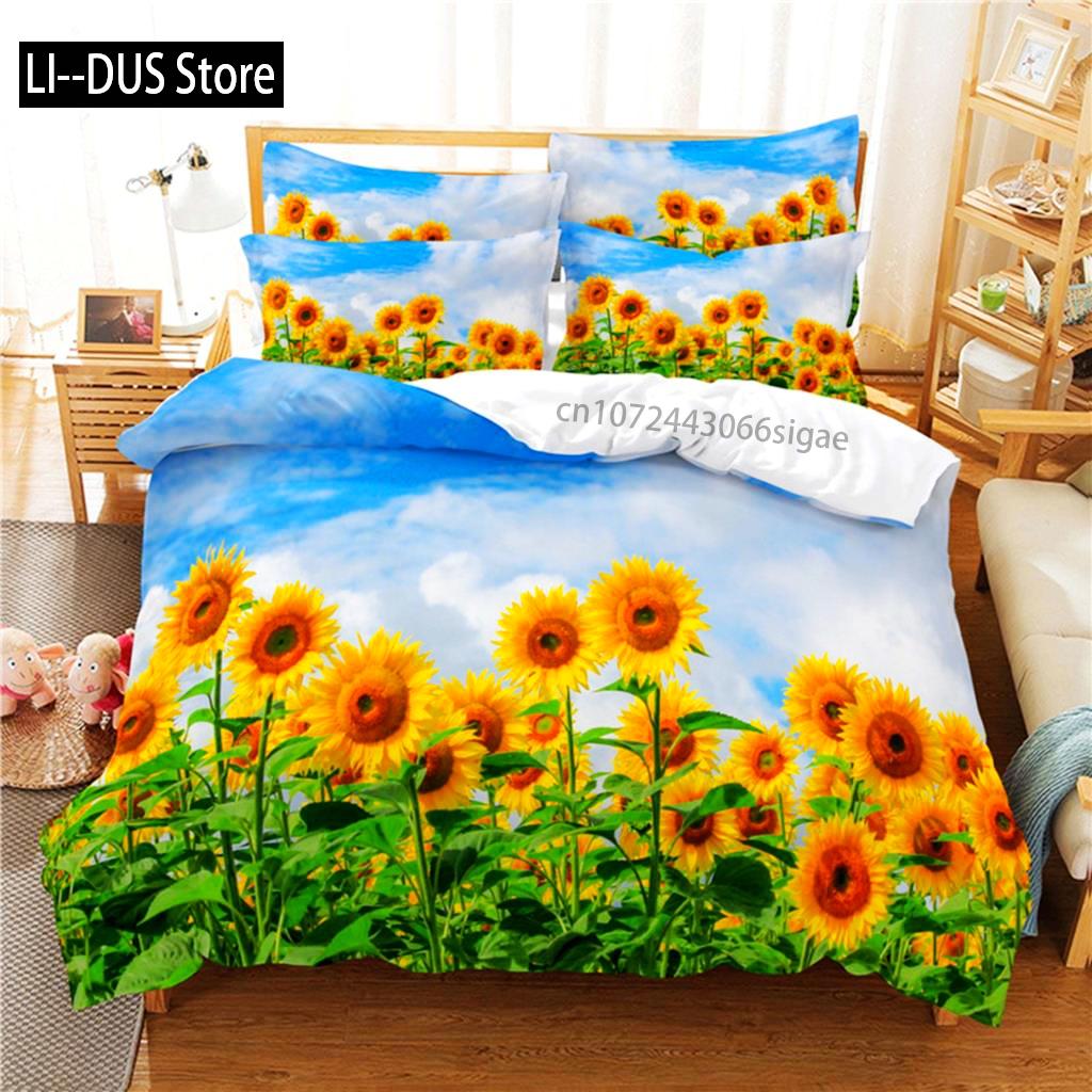 Beautiful SunFlower Bedding Set Duvet Cover Set 3d Bedding Digital Printing Queen Size Bedding Set Fashion Design