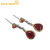 Earring for Women 925 Sterling Silver 6*8MM Natural Ruby Stud Earrings Wedding Party Fine Jewelry Eardrop Gifts