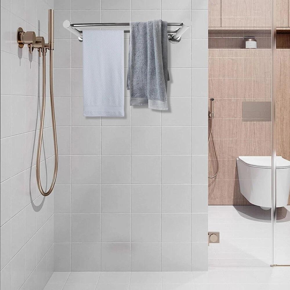 1PC 30cm Towel Bar Stainless Steel Towel Rack Extended Thickened Single Double Pole Bathroom Hotel Grade Wall Mounted Holder