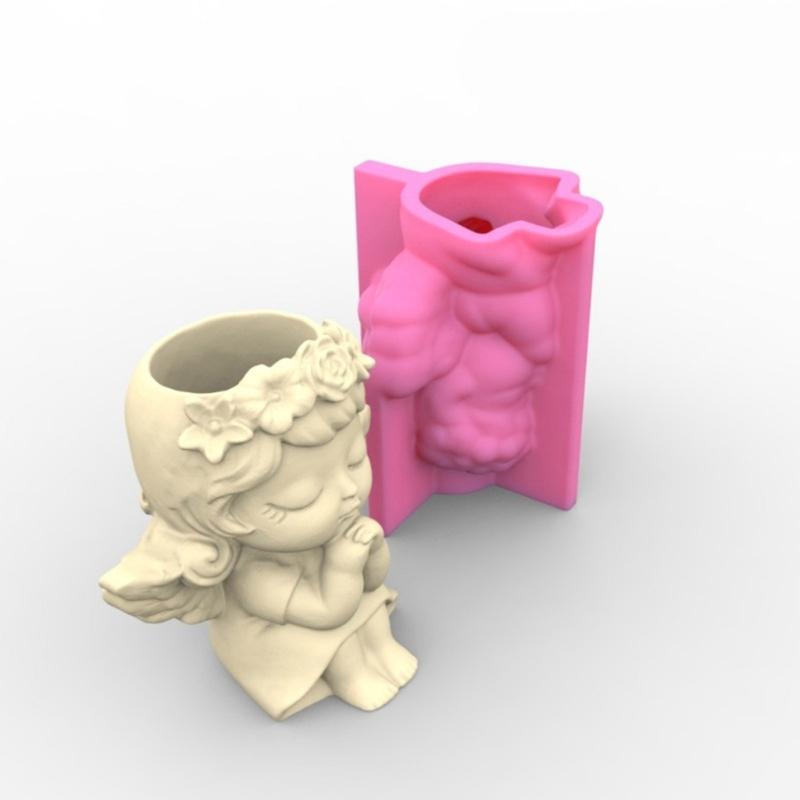 Силиконовая форма для цветочного горшка, бетонная цементная форма для горшка для растений, форма для цветочного горшка, форма для эпоксидной смолы, держатель для кистей для макияжа, форма-органайзер