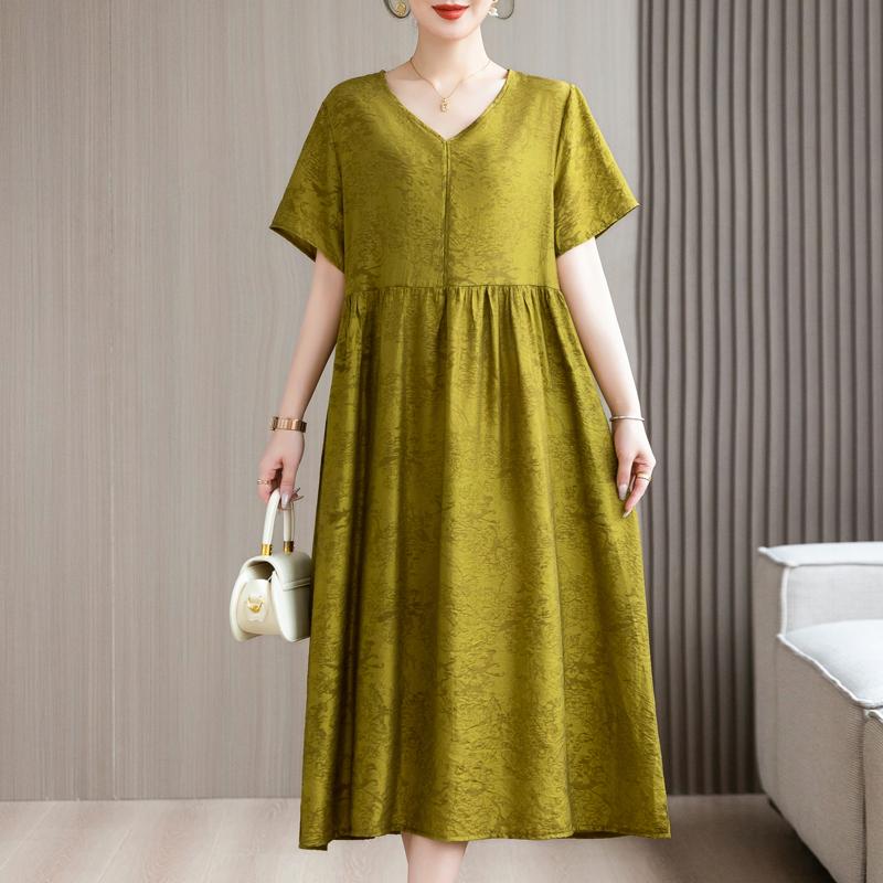 Элегантные платья для женщин, повседневные летние длинные платья больших размеров с короткими рукавами, женская винтажная женская одежда среднего возраста