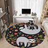 1pc Sloth Floral Office Round Area Rug, Indoor Mat Suitable For Office, Under Office Chairs Bedroom Living Room Home Decor, Room Deco