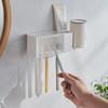 Punch-Free Japanese Wall-Mounted Bathroom Set: Toothbrush Holder & Mouthwash Rack