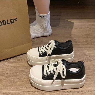 Женская весенняя обувь на толстой подошве, повседневная обувь для увеличения роста, простая, удобная, износостойкая спортивная обувь для скейтборда