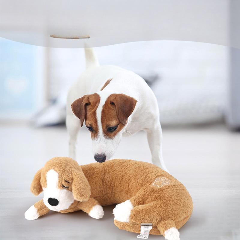 Sleeping Puppy Heartbeat Simulation Plush Dog Toy Detachable Cover Anxiety‑Relief Calming Companion Toy For Puppies Medium Large Dogs