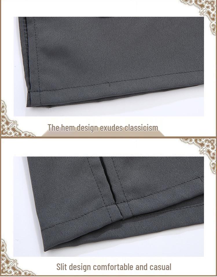 Мужской танский костюм с длинным рукавом: Ханьфу в китайском стиле для весны/лета - Идеально для среднего и пожилого возраста, рубашка для тай-чи для папы и дедушки