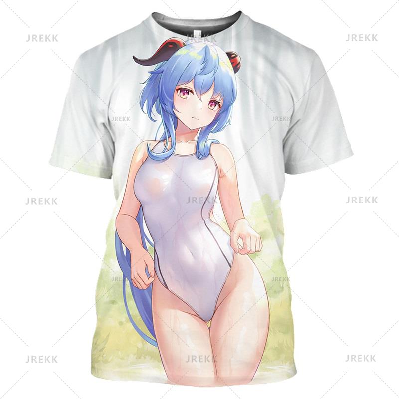 Японское аниме Kawaii футболка с 3D принтом сексуальная семпай девушка с короткими рукавами хентай бикини Ropa Hombre Мужская повседневная футболка для косплея Loli Waifu