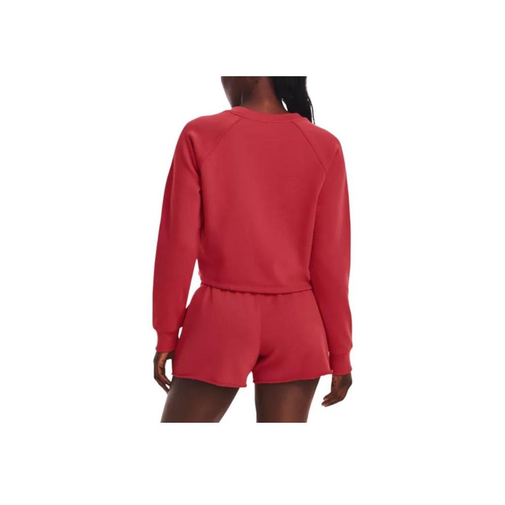 Under Armour Solid Color Crew Neck Long Sleeve T-Shirt Women Tops Red 1378650-638