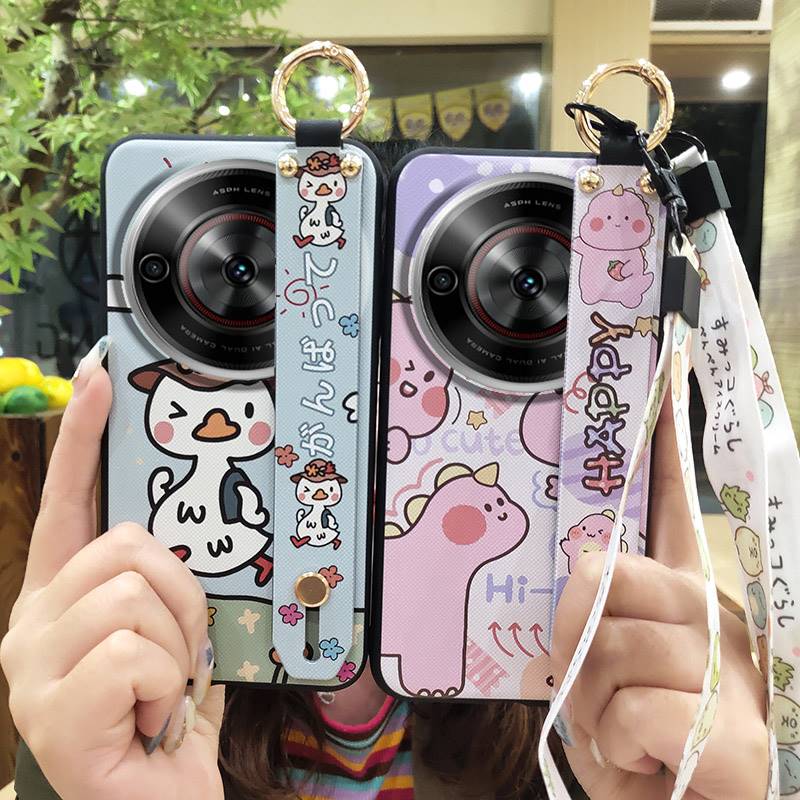 Cute Durable Phone Case For ZTE Blade A75 5G/Nubia Focus 5G/Calf 5G Cartoon Anti-knock Soft Case Ring Protective Lanyard